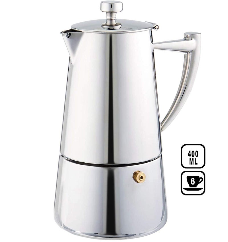 Cuisinox Roma 6-cup Stainless Steel Stovetop Moka Espresso Maker - Image 3
